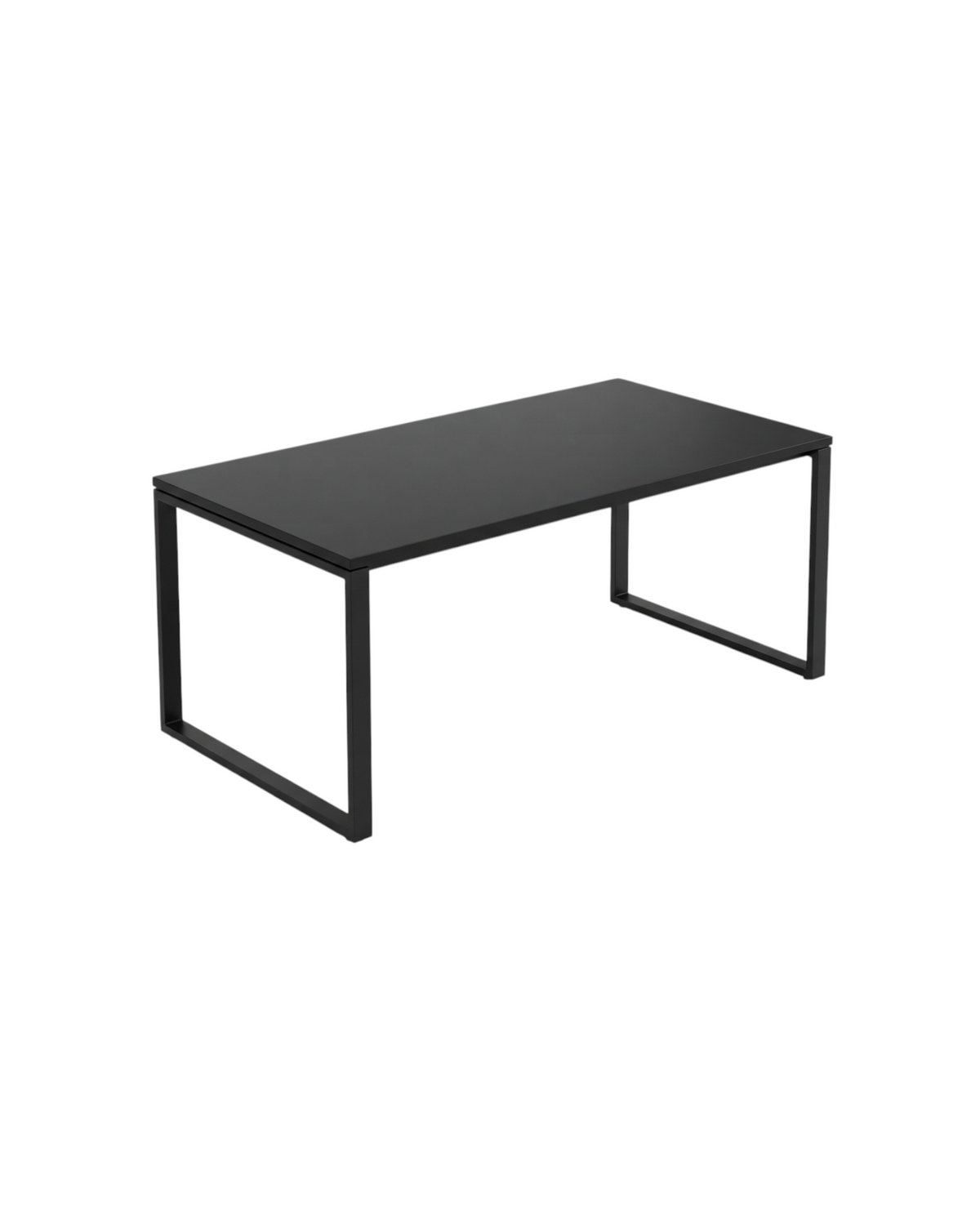 Ergnof Studio Fixed Desk with a solid black MDF top and a heavy-duty matte black steel loop frame.