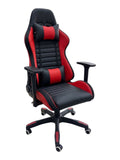 Ergnof racing-style gaming chair in black and red synthetic leather with adjustable neck and lumbar support cushions.